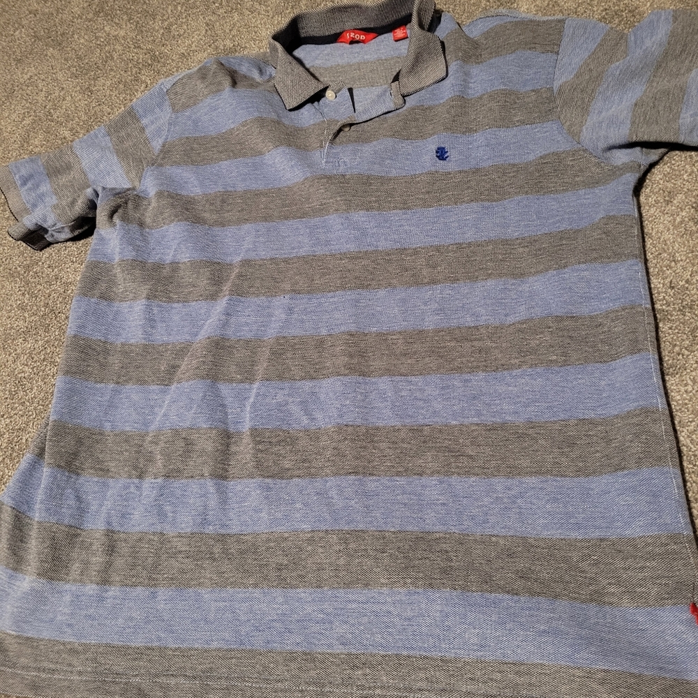 Blue striped men's Izod polo